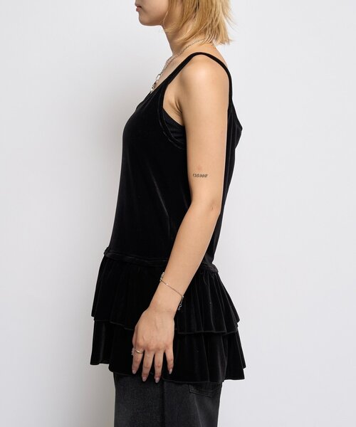 WHO'S WHO gallery（フーズフーギャラリー）の「ベロアフリルチュニック（チュニック・レディース・ダークブラウン/ブラック・FREE）」の10枚目の写真