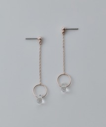 ＜K22PG＞メタルサークルドロップピアス