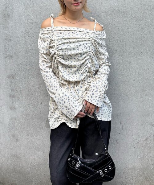 WHO'S WHO gallery(フーズフーギャラリー)の「花柄シャーリングチュニックワンピース(ワンピース・レディース・ブラック/ホワイト・FREE)」の14枚目の写真
