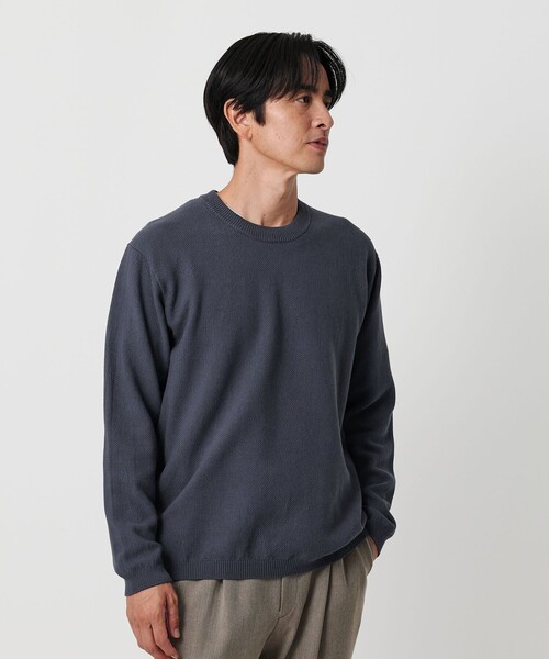 BEAUTY&YOUTH UNITED ARROWS(ビューティーアンドユースユナイテッドアローズ)の「ガスコットン リンクス クルーネック ニット(ニット/セーター・メンズ・コバルトブルー/ライトグレー/ブラック・XL/M/L/S)」の1枚目の写真