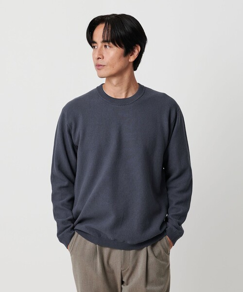 BEAUTY&YOUTH UNITED ARROWS(ビューティーアンドユースユナイテッドアローズ)の「ガスコットン リンクス クルーネック ニット(ニット/セーター・メンズ・コバルトブルー/ライトグレー/ブラック・XL/M/L/S)」の4枚目の写真