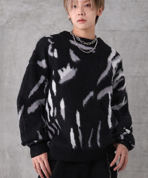 Confirm(コンファーム)の「総柄 ジャガード ニット プルオーバー メンズ レディース ユニセックス(ニット/セーター・メンズ・チャコール/ブラック/ブラック系その他/ホワイト・L/M)」の20枚目の写真