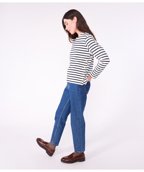 PETIT BATEAU(プチバトー)の「マリニエールプルオーバー(スウェット・レディース・ホワイト×ネイビー・X-SMALL/SMALL/MEDIUM/XX-SMALL)」の3枚目の写真