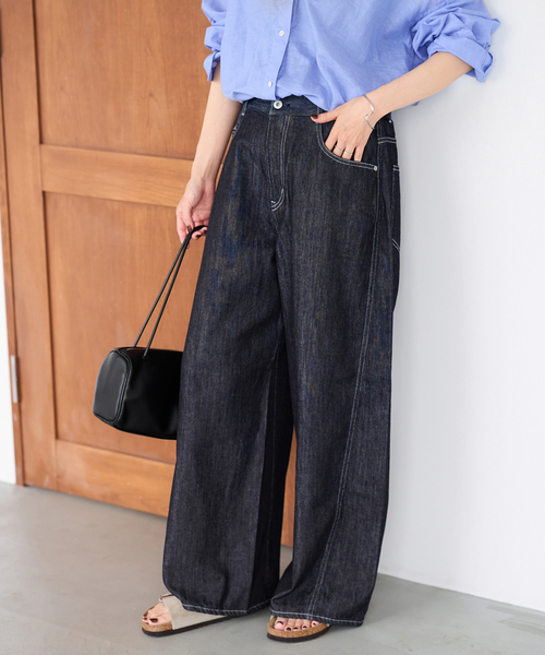 FRAMeWORK（フレームワーク）の「≪追加≫バレルフォルムデニムパンツ2（デニムパンツ・レディース・ネイビー/ブルー系その他・36/40/38）」の2枚目の写真