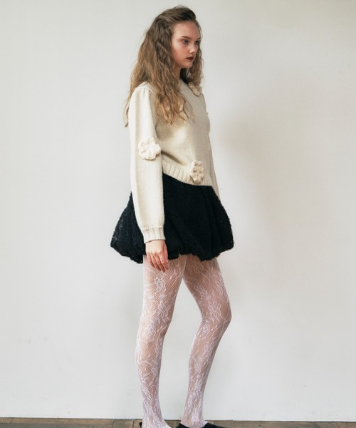 HONEY MI HONEY（ハニーミーハニー）の「flower puff sleeve knit