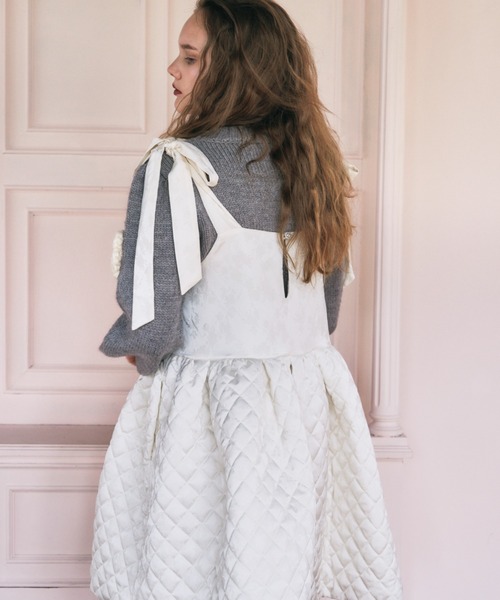 HONEY MI HONEY(ハニーミーハニー)の「flower puff sleeve knit(ニット/セーター・レディース・グレー/ブラック/アイボリー/サックスブルー・FREE)」の17枚目の写真