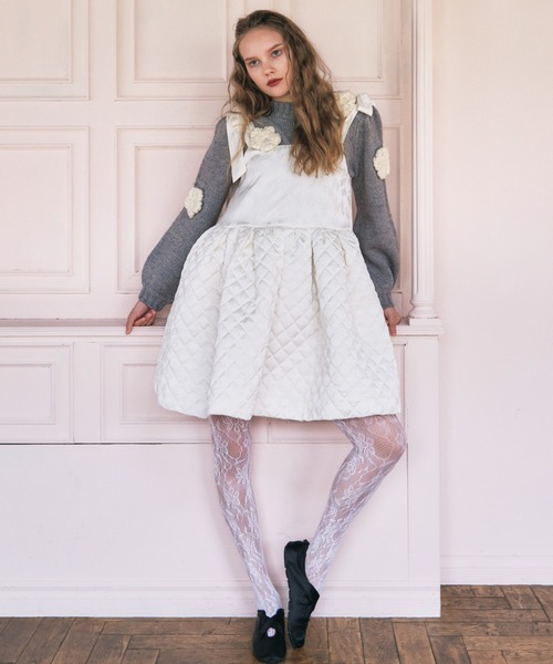 HONEY MI HONEY（ハニーミーハニー）の「flower puff sleeve knit