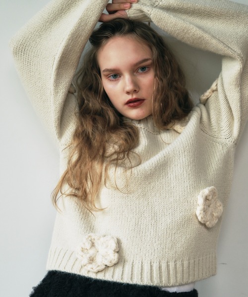 セール】flower puff sleeve knit（ニット/セーター）｜HONEY MI HONEY