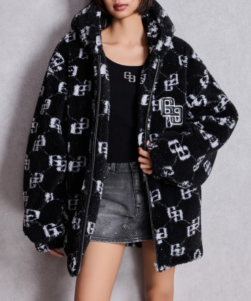 GYDA（ジェイダ）の「GGラメボアBIGブルゾン（ブルゾン・レディース・グレー/オフホワイト/ブラック・FREE）」の2枚目の写真