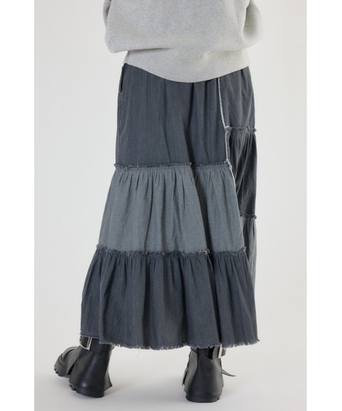 RODEO CROWNS WIDE BOWL（ロデオクラウンズワイドボウル）の「アシメティアードデニムスカート（デニムスカート・レディース・ブルー/ブラック・FREE）」の5枚目の写真