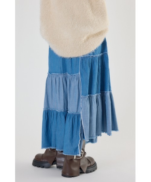 RODEO CROWNS WIDE BOWL（ロデオクラウンズワイドボウル）の「アシメティアードデニムスカート（デニムスカート・レディース・ブルー/ブラック・FREE）」の13枚目の写真