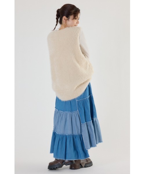 RODEO CROWNS WIDE BOWL（ロデオクラウンズワイドボウル）の「アシメティアードデニムスカート（デニムスカート・レディース・ブルー/ブラック・FREE）」の15枚目の写真