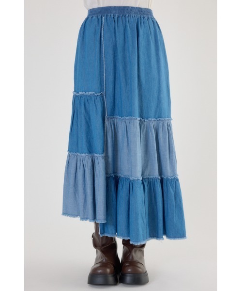 RODEO CROWNS WIDE BOWL（ロデオクラウンズワイドボウル）の「アシメティアードデニムスカート（デニムスカート・レディース・ブルー/ブラック・FREE）」の16枚目の写真