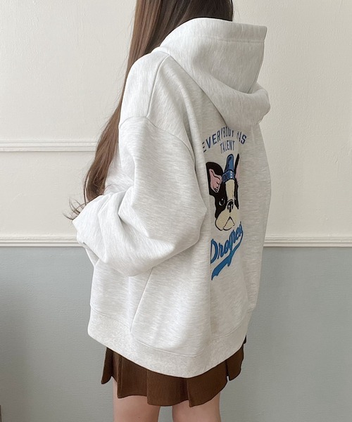 Nana（ナナ）の「裏毛イヌ刺繍ZIPパーカー（パーカー・レディース・アッシュグレー・FREE）」の9枚目の写真