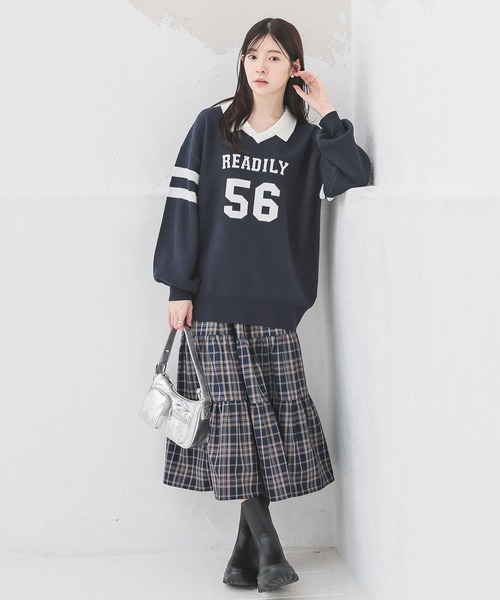 Honeys（ハニーズ）の「衿付ロゴニット（ニット/セーター・レディース・ネイビー/アイボリー/レッド/グリーン/杢グレー・S/M/LL/L）」の10枚目の写真