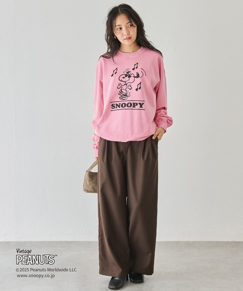 PEANUTS / SNOOPY】別注 music sweat スヌーピーピグメントロゴ