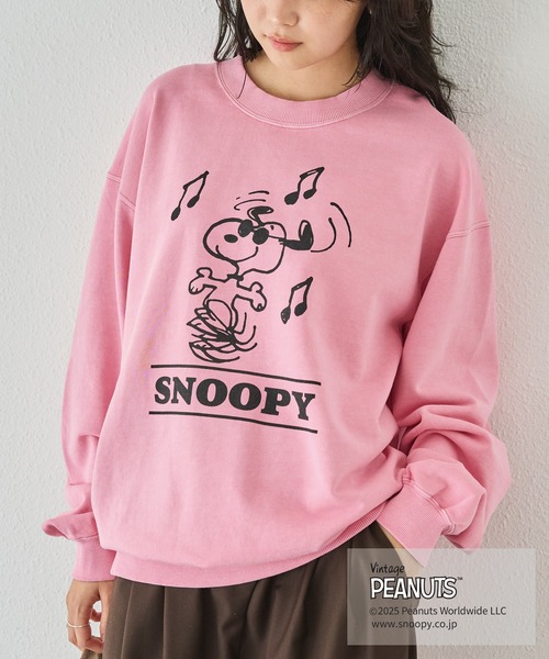 セール】【PEANUTS / SNOOPY】別注 music sweat スヌーピーピグメント