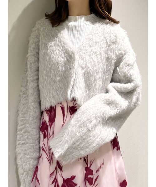 MERCURYDUO（マーキュリーデュオ）の「【WEB限定カラーあり】シャギークロップドカーディガン（カーディガン/ボレロ・レディース・ライトグレー/ピンク/ライトブルー/オフホワイト・FREE）」の15枚目の写真