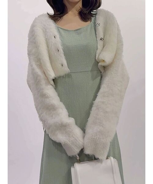 MERCURYDUO（マーキュリーデュオ）の「【WEB限定カラーあり】シャギークロップドカーディガン（カーディガン/ボレロ・レディース・ライトグレー/ピンク/ライトブルー/オフホワイト・FREE）」の19枚目の写真