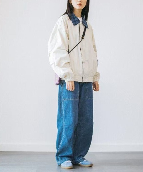 FreeZone(フリーゾーン)の「チェック切替カラーブルゾン(テーラードジャケット・メンズ・ベージュ/ブラウン・F)」の16枚目の写真