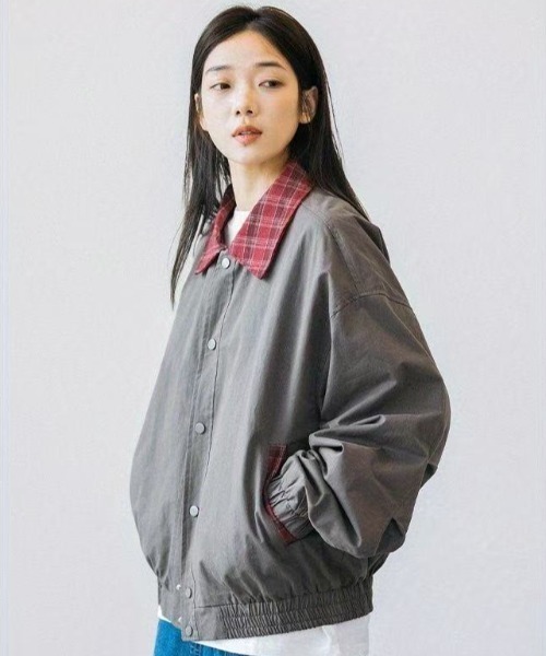 FreeZone(フリーゾーン)の「チェック切替カラーブルゾン(テーラードジャケット・メンズ・ベージュ/ブラウン・F)」の20枚目の写真