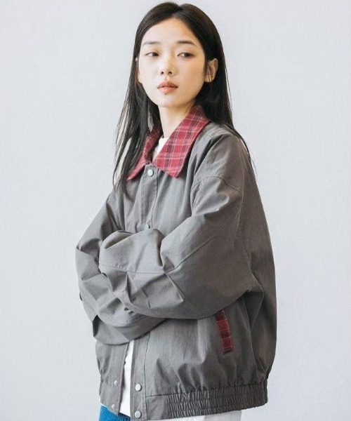 FreeZone(フリーゾーン)の「チェック切替カラーブルゾン(テーラードジャケット・メンズ・ベージュ/ブラウン・F)」の22枚目の写真