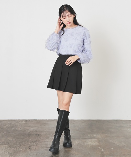 Honeys(ハニーズ)の「チュール刺繍トップス(Tシャツ/カットソー・レディース・サックスブルー系/アイボリー/ブラック・L/LL/M/S)」の14枚目の写真