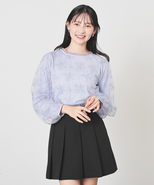 Honeys(ハニーズ)の「チュール刺繍トップス(Tシャツ/カットソー・レディース・サックスブルー系/アイボリー/ブラック・L/LL/M/S)」の16枚目の写真
