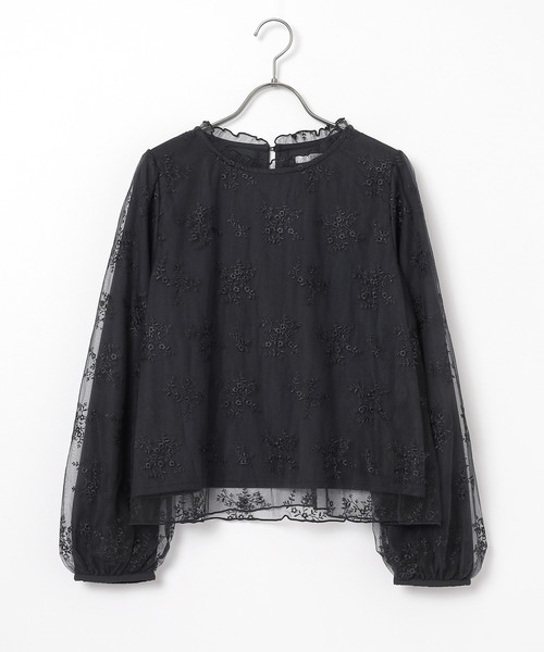 Honeys(ハニーズ)の「チュール刺繍トップス(Tシャツ/カットソー・レディース・サックスブルー系/アイボリー/ブラック・L/LL/M/S)」の19枚目の写真
