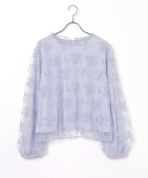 Honeys(ハニーズ)の「チュール刺繍トップス(Tシャツ/カットソー・レディース・サックスブルー系/アイボリー/ブラック・L/LL/M/S)」の21枚目の写真