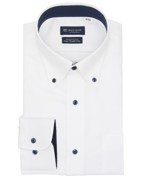 TOKYO SHIRTS(トウキョウシャツ)の「【超形態安定】形態安定ノンアイロン ボタンダウン 長袖ビジネスワイシャツ(ビジネスシャツ・メンズ・ホワイト・首回り37cm-裄丈80cm/首回り39cm-裄丈80cm/首回り39cm-裄丈84cm/首回り41cm-裄丈82cm/首回り41cm-裄丈86cm/首回り42cm-裄丈82cm/首回り42cm-裄丈86cm/首回り43cm-裄丈82cm/首回り43cm-裄丈86cm)」の1枚目の写真