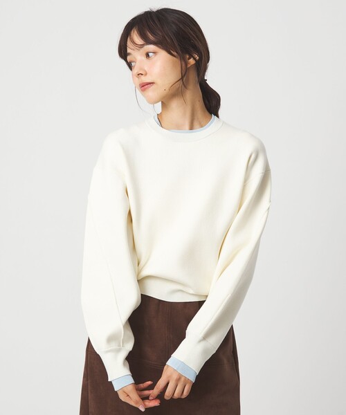 EMMEL REFINES（エメルリファインズ）の「＜EMMEL REFINES＞EM HW スウェットライク ニット プルオーバー（ニット/セーター・レディース・オフホワイト/ライトピンク・FREE）」の3枚目の写真