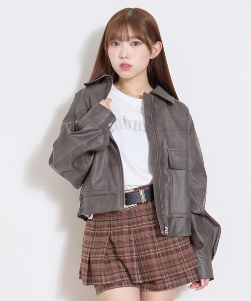 LOVETOXIC(ラブトキシック)の「合皮ブルゾン(ブルゾン・キッズ・ブラック/ブラウン・L:160cm/S:140cm/M:150cm)」の2枚目の写真