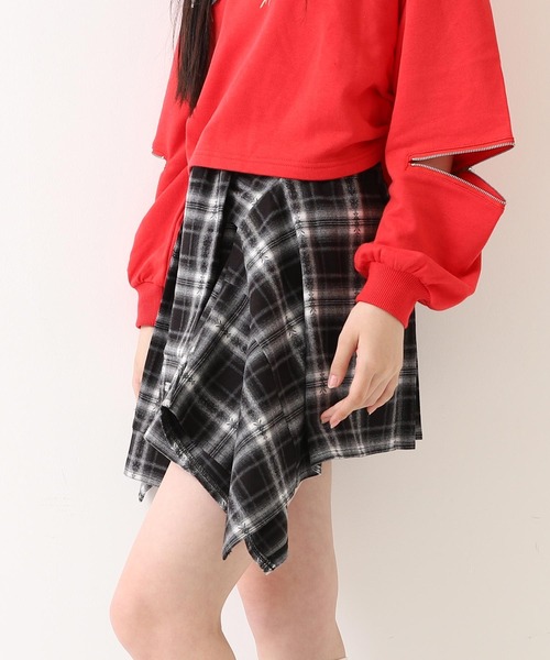 ANAP GｉRL（アナップガール）の「腰巻 シャツ風 スカート【キッズお揃い】（スカート・キッズ・ブラック/ブラウン/レッド・XS/S/M）」の7枚目の写真