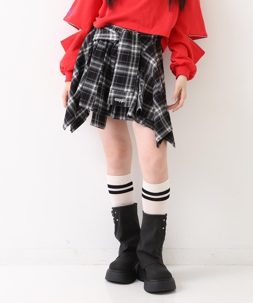 ANAP GｉRL（アナップガール）の「腰巻 シャツ風 スカート【キッズお揃い】（スカート・キッズ・ブラック/ブラウン/レッド・XS/S/M）」の9枚目の写真