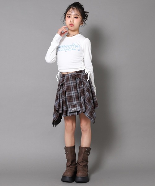 ANAP GｉRL（アナップガール）の「腰巻 シャツ風 スカート【キッズお揃い】（スカート・キッズ・ブラック/ブラウン/レッド・XS/S/M）」の14枚目の写真