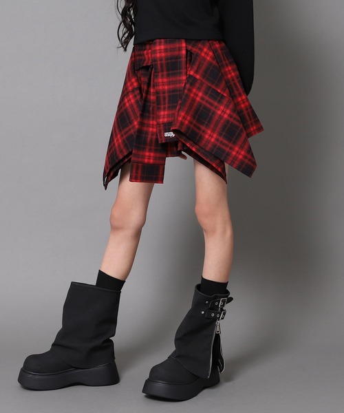 ANAP GｉRL（アナップガール）の「腰巻 シャツ風 スカート【キッズお揃い】（スカート・キッズ・ブラック/ブラウン/レッド・XS/S/M）」の16枚目の写真