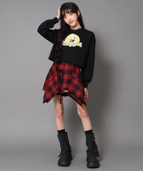 ANAP GｉRL（アナップガール）の「腰巻 シャツ風 スカート【キッズお揃い】（スカート・キッズ・ブラック/ブラウン/レッド・XS/S/M）」の17枚目の写真