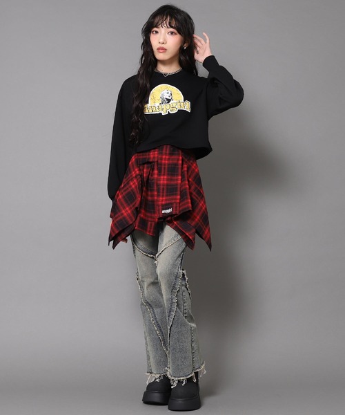 ANAP GｉRL（アナップガール）の「腰巻 シャツ風 スカート【キッズお揃い】（スカート・キッズ・ブラック/ブラウン/レッド・XS/S/M）」の20枚目の写真