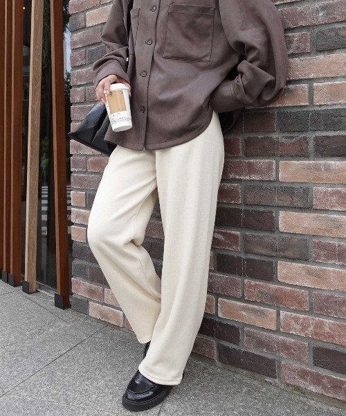 CORNERS(コーナーズ)の「ダンボールニットパンツ(その他パンツ・レディース・ベージュ系その他/ベージュ/ブラック・M)」の3枚目の写真