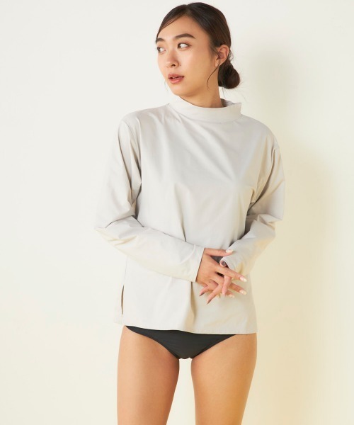 Ocean Pacific（オーシャンパシフィック）の「【OP/オーピー】レディースモックネックラッシュガード付き水着5点セット　ヨガウェア ピラティス トレーニングウェア（水着・レディース・ブラック/ベージュ/チャコールグレー・LARGE/X-LARGE/MEDIUM）」の18枚目の写真