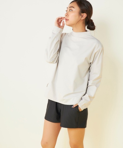 Ocean Pacific（オーシャンパシフィック）の「【OP/オーピー】レディースモックネックラッシュガード付き水着5点セット　ヨガウェア ピラティス トレーニングウェア（水着・レディース・ブラック/ベージュ/チャコールグレー・LARGE/X-LARGE/MEDIUM）」の9枚目の写真