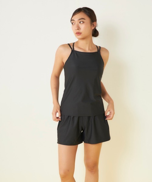 Ocean Pacific（オーシャンパシフィック）の「【OP/オーピー】レディースモックネックラッシュガード付き水着5点セット　ヨガウェア ピラティス トレーニングウェア（水着・レディース・ブラック/ベージュ/チャコールグレー・LARGE/X-LARGE/MEDIUM）」の10枚目の写真