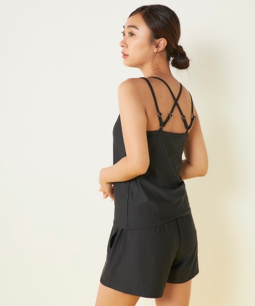 Ocean Pacific（オーシャンパシフィック）の「【OP/オーピー】レディースモックネックラッシュガード付き水着5点セット　ヨガウェア ピラティス トレーニングウェア（水着・レディース・ブラック/ベージュ/チャコールグレー・LARGE/X-LARGE/MEDIUM）」の12枚目の写真