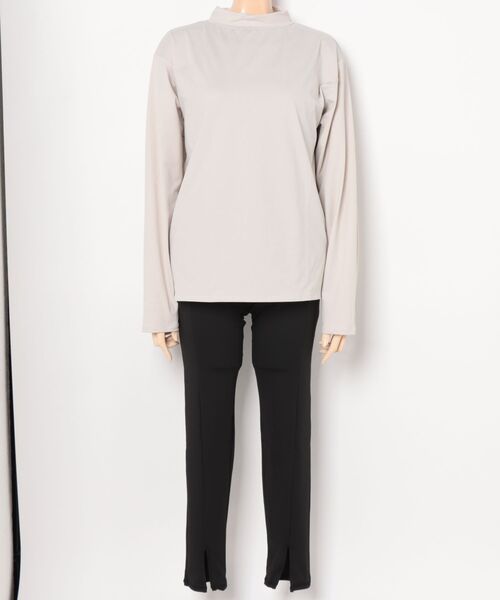 Ocean Pacific（オーシャンパシフィック）の「【OP/オーピー】レディースモックネックラッシュガード付き水着5点セット　ヨガウェア ピラティス トレーニングウェア（水着・レディース・ブラック/ベージュ/チャコールグレー・LARGE/X-LARGE/MEDIUM）」の5枚目の写真