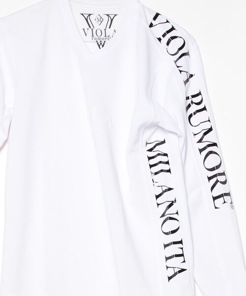 VIOLA(ヴィオラ)の「『VIOLA rumore/ヴィオラ ルモーレ』プリント入り切替Vネックフクレ長袖カットソー(Tシャツ/カットソー・メンズ・ホワイト/ブラック/ホワイト×ブラック・XL/L/M)」の14枚目の写真
