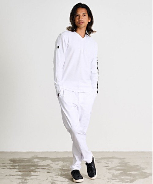 VIOLA(ヴィオラ)の「『VIOLA rumore/ヴィオラ ルモーレ』プリント入り切替Vネックフクレ長袖カットソー(Tシャツ/カットソー・メンズ・ホワイト/ブラック/ホワイト×ブラック・XL/L/M)」の7枚目の写真