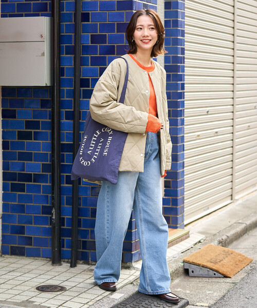 FREAK'S STORE（フリークスストア）の「限定展開　ミルフィーユ ノーカラー リバーシブル 中綿(ブルゾン)（ダウンジャケット/コート・レディース・ベージュ/ブラウン/オリーブ/ブラック・ﾌﾘ-）」の20枚目の写真