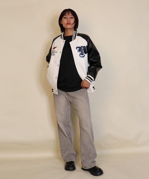 aimoha(アイモハ)の「ワッペンロゴPUスタジャン/Patch logo PU stadium jacket(スタジャン・メンズ・ブラック/ホワイト・X-LARGE/MEDIUM/LARGE)」の7枚目の写真
