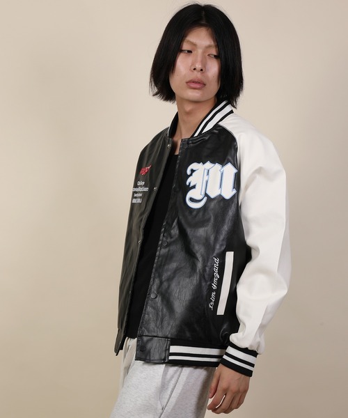 aimoha(アイモハ)の「ワッペンロゴPUスタジャン/Patch logo PU stadium jacket(スタジャン・メンズ・ブラック/ホワイト・X-LARGE/MEDIUM/LARGE)」の5枚目の写真